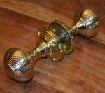 Reeded / Beehive Polished Brass Mortice Knob Set Half sprung PB96)